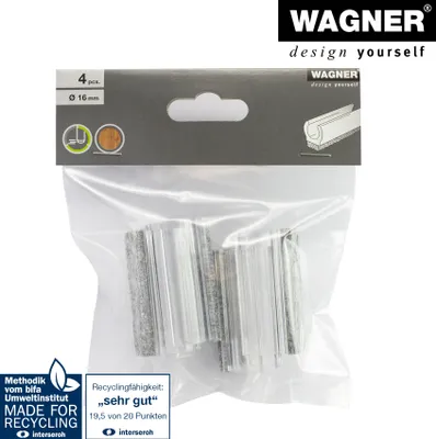 Image de WAGNER Patins de serrage pour tube rond 4 pièces - 50 x 11 / 16 x 16 / 24 mm, feutre 8 mm, plastique transparent - 15069199