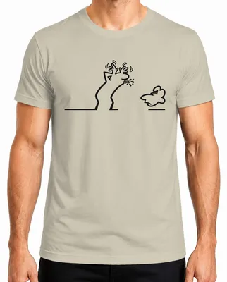 Imagen del producto de Camiseta para hombre con diseño "Linea Strichmännchen Balum Osvaldo Kult Cartoon", color natural, talla M