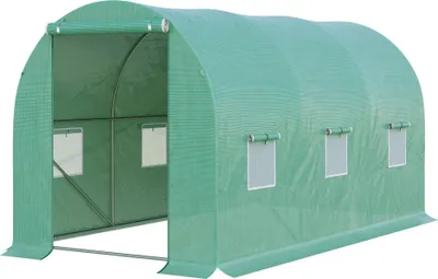 Zdjęcie produktu dla Szklarnia foliowa Fortuna Lai Szklarnia do uprawy pomidorów 395 x 195 x 190 cm z 6 oknami z siatką, szklarnia z łukiem do uprawy roślin i inspektem