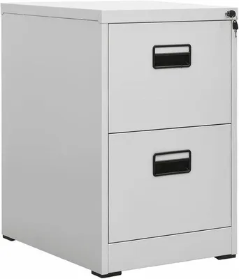 Produktbild von Archivschrank Stahl - Büroschrank mit Schloss und 2 Schubladen - 46x62x725 cm - Weiß