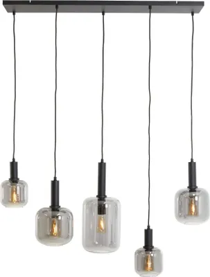 Produktbild von Light & Living - Hängeleuchte Lekar - Schwarz - 110x22x32cm - 5L Hängelampe - Esstischlampe - Wohnzimmerlampe - Schlafzimmerlampe - Wohnzimmer