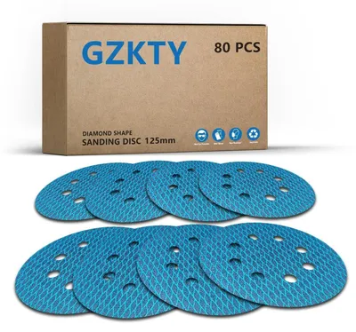 Image de Disques abrasifs à velcro de 125 mm, 8 trous, grains 60-400, lot de 80, pour ponceuses excentriques