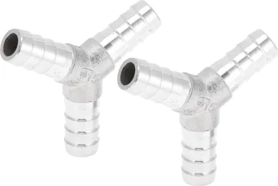 Produktbild von 304 Edelstahl Schlauchstutzenarmaturen 19/32" 3-Wege-Y-Verbinder für Luft Wasser Öl Gas Kraftstoff 2 Stück Silberton
