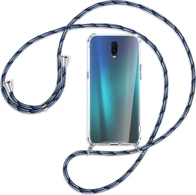 Produktbild von Handykette Backcover-Schutzhülle mit Band (Metall silberfarben) für Oppo R17 / RX17 - Blautöne