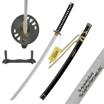 Image de Épée de samouraï décorative en bambou de 103 cm avec fourreau et support | Katana décorative pour salle de jeux, bureau, salon ou cosplay JT10320D