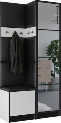 Produktbild von KIER FURNITURE Kleiderschrank EDEN, Schlafzimmer Schrank, Garderobeschrank, Flurschrank Weiß & Schwarz 106,4x205x39 cm