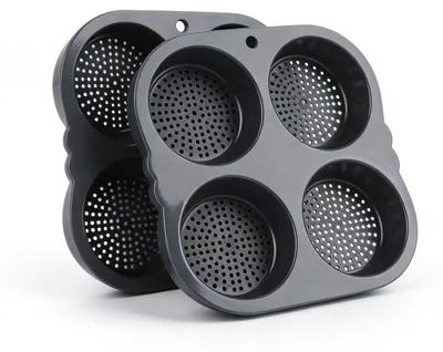 Image de Moules en silicone de qualité alimentaire pour 4 mini-burgers, antiadhésives, résistantes à la chaleur, lot de 2
