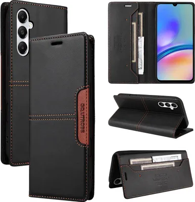 Immagine prodotto di Custodia per Samsung Galaxy A05S, custodia in pelle flip wallet con slot per carte e supporto Nero