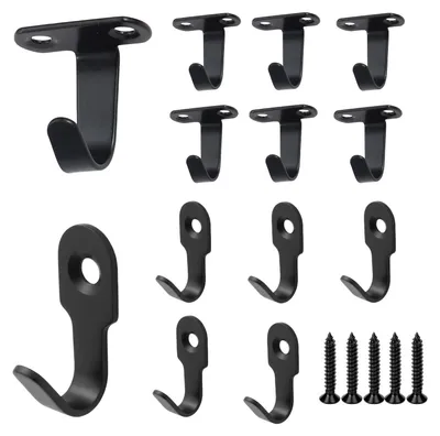 20 Deckenhaken + 30 Schrauben, schwarz, Edelstahl, 3,5 & 2,7 cm, Wand/Decke