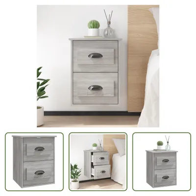 Produktbild von The Living Store Wand-Nachttisch Grau Sonoma 41,5x36x53 cm