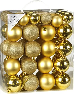 Produktbild von Weihnachtskugeln Mix Kunststoff 50er Set, Farbe:Mille-Fiori ( bunt )
