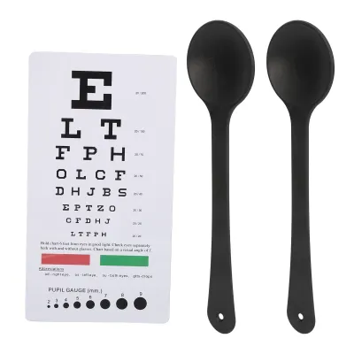 Immagine prodotto di Tabella oculistica tascabile con occlusore in 2 parti, strumento di ausilio alla visione per test oculistici su due lati