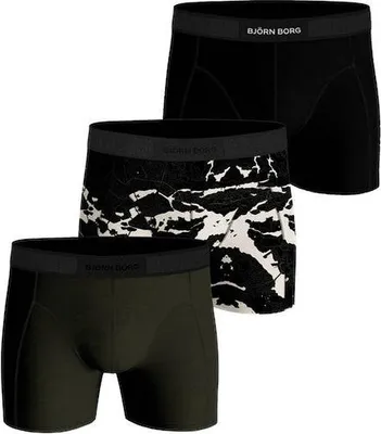 Produktbild von Björn Borg - Herren - Boxershorts Aus Baumwoll-Stretch, 3er-Pack - Bunt/Grün/Schwarz - Gr. S
