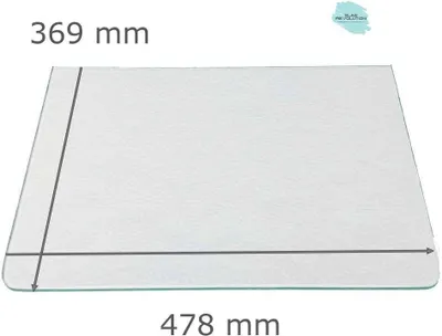Produktbild von Kühlschrank Einlegeboden - Strukturglas Kathedral 4 mm - 2 abgerundete Ecken - 478 mm x 369 mm - (89,96 EUR / qm - Mindestbfl. 0,25 qm - Kantenb 5,35 EUR / lfm. - Eckenb. 1,00 EUR / Stck.)