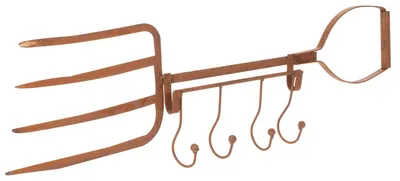Produktbild von Hakenleiste Edelrost Deko Heugabel 4 Haken Wanddeko Gartendekoration Balkon 62cm