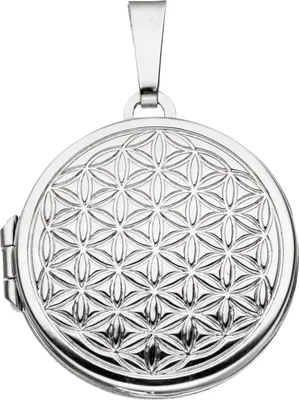 Produktbild von JOBO Medaillon rund Lebensblume 925 Sterling Silber rhodiniert zum Öffnen für 2 Fotos