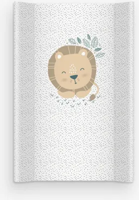 Produktbild von Wickelauflage 70x47 cm, Weiß mit Löwe – abwaschbar & weich, profilierte Ränder für mehr Sicherheit – Wickeltischauflage für Wickelkommode – Baby Wickelunterlage mit Komfortfüllung