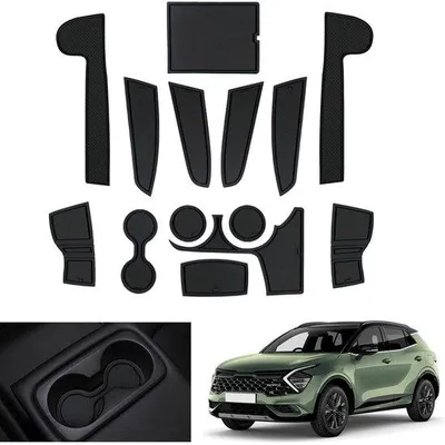 Zdjęcie produktu dla Kia Sportage NQ5 – maty antypoślizgowe, gumowe maty na konsolę środkową, uchwyt na kubek, maty na progi drzwiowe, akcesoria, czarne, do Kia Sportage NQ5