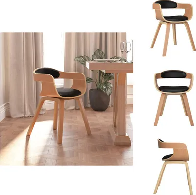 Image de vidaXL Chaise de salle à manger noire bois courbé et similicuir - Chaise de salle à manger
