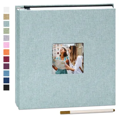 Obrázok produktu pre Omgoods – Samolepiace fotoalbum s lneným obalom pre 120 fotografií formátu 10 x 15 cm