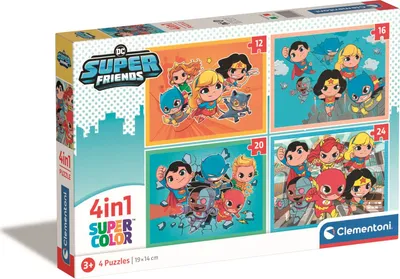 Image de Clementoni Puzzle 4 en 1 SuperKolor DC Superfriends 21520