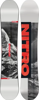 A product shot of a snowboard, showing both the top and bottom surfaces.
