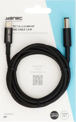 Immagine prodotto di Cavo di ricarica Yanec da USB-C a 7,4 x 5,0 mm HP da 1,8 m