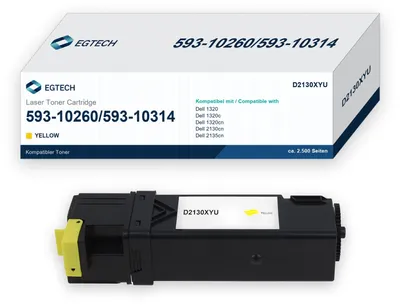 Produktbild von Toner kompatibel mit Dell 593-10260 Gelb 1320 1320c 1320cn 2130cn 2135cn