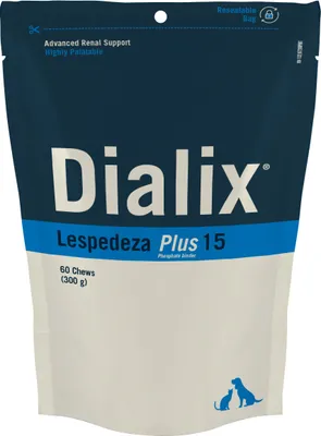 Imagen del producto de DIALIX® Lespedeza Plus 15: Suplemento renal en forma de snacks masticables, con carbonato de calcio
