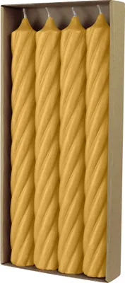 Produktbild von Stabkerzen aus Paraffin, RUSTIC TWIST, 250/28 mm, Senf, WENZEL, Brenndauer ca. 16h, 4 Stück pro Verpackung