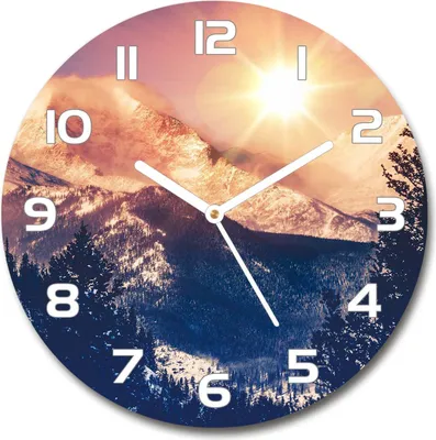 Produktbild von Wanduhr aus Glas 30fi Glasbild Glasuhr Gehärtetes Glas - weisse-zeiger - Sun over the mountains