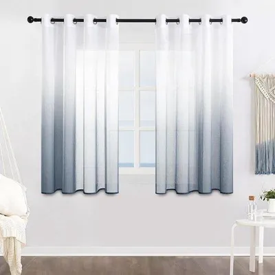 Produktbild von Faux-linnen Voile-gordijnen 175 cm lang, grau und weiß, für Wohnzimmer und Kinderzimmer