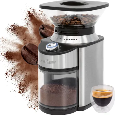 Produktbild von ProfiCook Kaffeemühle elektrisch mit Edelstahl-Kegelmahlwerk | 16 Mahlgradeinstellungen | Kaffeemühle für bis zu 230g Kaffeebohnen | PC-EKM 1205