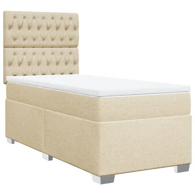Produktbild von Boxspringbett mit Matratze Creme 90x200 cm Stoff