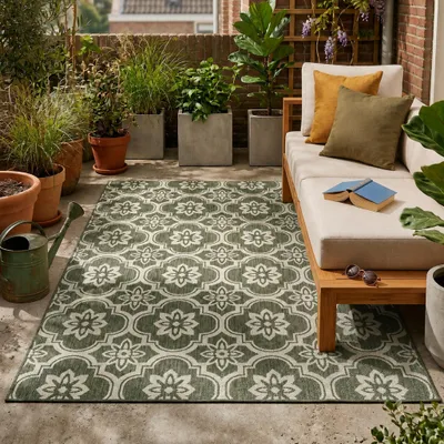 Image de Volero - Tapis d’extérieur – Rio Flower Vert - 230x330cm