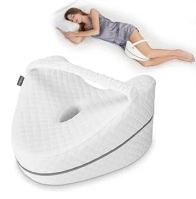 Zdjęcie produktu dla Poduszka ortopedyczna na kolana memory foam szara dla śpiących boku