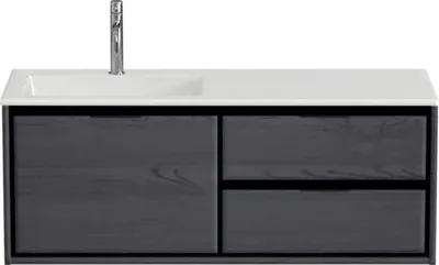 Produktbild von Sanox Badmöbel-Set Loft BxHxT 120,5 x 47 x 45,5 cm Frontfarbe black oak mit Waschtisch Mineralguss weiß Griff chrom 8474