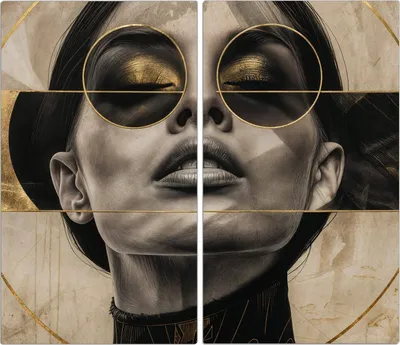 Produktbild von Spritzschutz Herdabdeckplatte Schneidebrett aus Glas Abstrakte Sonnenbrille 2-Teilig (60x52cm)