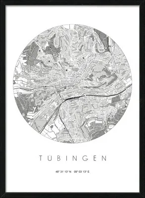 Produktbild von Gerahmtes Bild Tübingen Landkarte 53x73 cm
