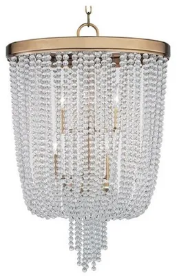 Produktbild von Casa Padrino Luxus Hängeleuchte Antik Messingfarben Ø 46,4 x H. 70,5 cm - Runde Pendelleuchte mit Kristallglas