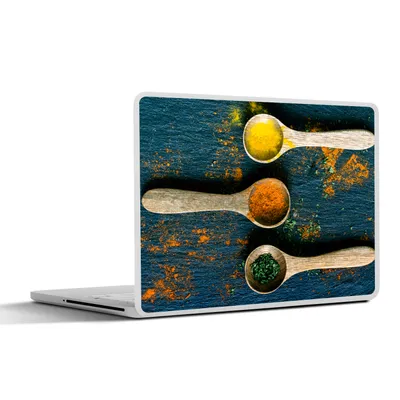 Produktbild von MuchoWow® Laptop Aufkleber Sticker Cover Gewürze - Löffel - Kräuter - Braun - Gelb - Grün 30x22 cm - Laptop-Sticker