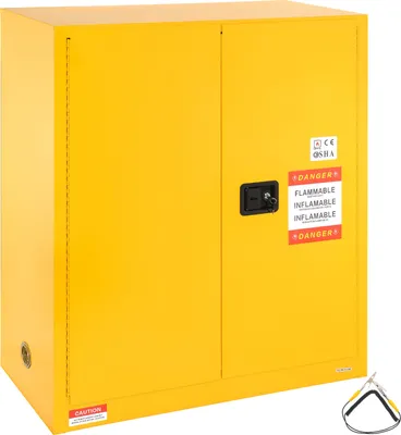 Produktbild von SucceBuy 43,1 x 18,1 x 50,1 Zoll brennbarer Sicherheitsschrank – 30 Gallonen gelber Flüssigkeitslagerschrank. Aus kaltgewalztem Stahl, Explosionsgeschützt