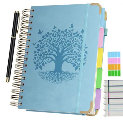 Produktbild von Notizbuch A5 Liniert, 320 Seiten, 100gsm Papier, mit Stift & Trennblättern, Blau