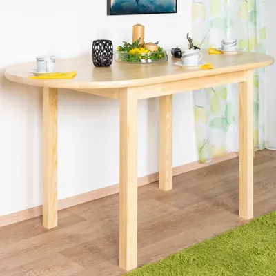 Produktbild von Massiver Esstisch aus Kiefernholz in Naturfarbe, 140 cm lang, 75 cm breit, 75 cm hoch