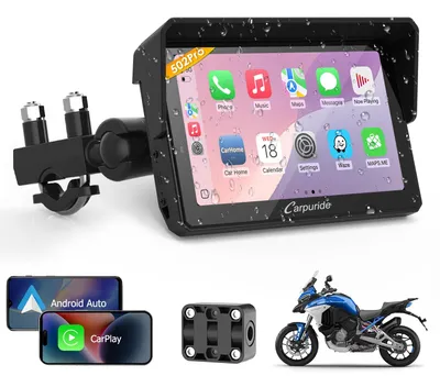 Obrázok produktu pre 5-palcový vodotesný GPS navigácia pre motocykle s funkciami CarPlay a Android Auto