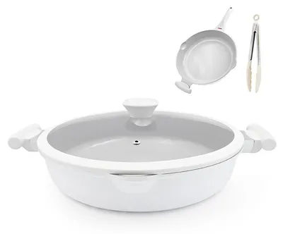 Productafbeelding van Keramische braadpan met deksel, 32 cm, met antiaanbaklaag, 2-in-1 stoofpan, geschikt voor alle soorten fornuizen