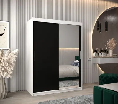 Produktbild von Schwebetürenschrank mit einer Breite von 150 cm TIMEA 2 – Weiß/Schwarz