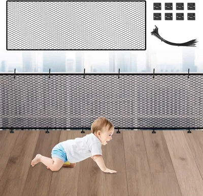 Imagen del producto de Red de seguridad para niños, ideal para balcones y escaleras, de 300x90 cm, apta para uso en interiores y exteriores