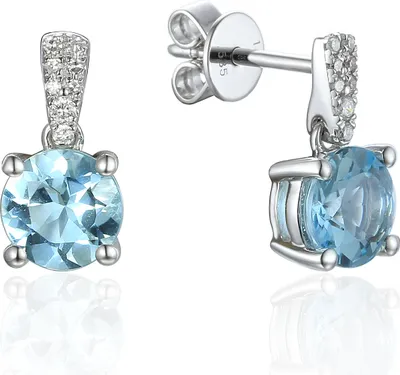 Produktbild von 585er Weissgold Ohrstecker Aquamarin ca. 1,55ct. und Diamant 0,07ct.