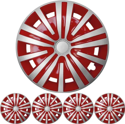 Radzierblenden Set "Spinel" 15 ZOLL in Silber / Rot 4x PREMIUM DESIGN Radkappen in der Farbe Silber von F.H.U.P. OLSZEWSKI